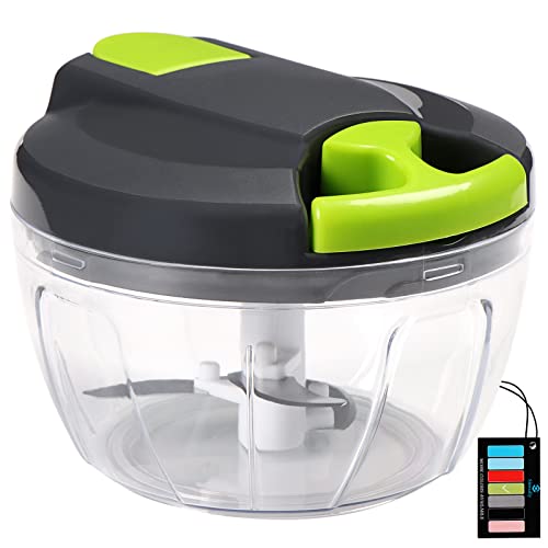 Sinnsally Zwiebelschneider Manuell,Zwiebel Zerkleinerer mit Seilzug,Gemüseschneider Manuell,Vegetable Onion Chopper Manual Multizerkleinerer,Multischneider,Blitzhacker Knoblauchhacker Universalhacker