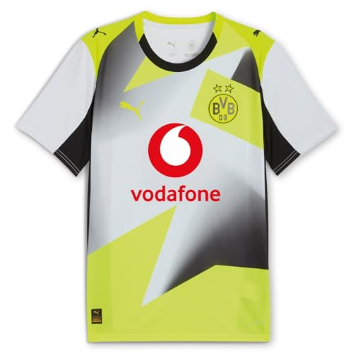 PUMA BVB Away Jersey Replica with Sponsor Silver Mist-Yellow ALERT - M