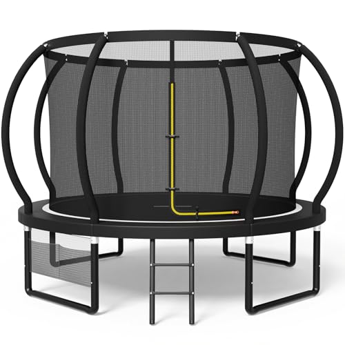 Devoko Trampolin Outdoor Ø 228/305/366/427 cm, GS-Zertifikat, Kindertrampolin Gartentrampolin mit Sicherheitsnetz, Rundes Riesentrampolin mit Leiter und Schuhbeutel