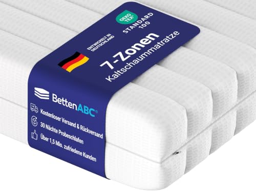 BettenABC Matratze (KSP-500) - 140x200 cm (H3) - 7-Zonen Matratze | Aus Kaltschaum - Hypoallergen & Antibakteriell - Oeko-TEX® Zertifiziert - Bezug abnehmbar & waschbar - Lieferung per Paket
