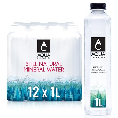 AQUA CARPATICA 1 L x 12 Still Water Premium Natürliches Mineralwasser, Mit Natürlichen Elektrolyten, 100% Recycelbar, BPA Frei, Ohne Kohlensäure, Perfekt für die Zubereitung von Babynahrung
