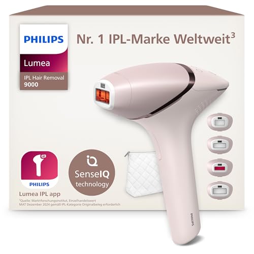 Philips Lumea IPL 9000 Series Haarentfernungsgerät mit SenseIQ Technologie – Alternative zur Laserhaarentfernung – 4 Aufsätze für Körper, Gesicht, Bikinizone & Achselhöhlen, kabellos (BRI957/00)