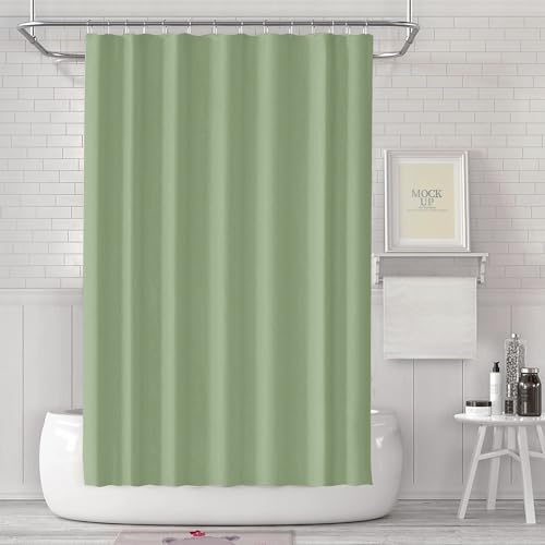 LUKDUNG 180x180 Badevorhang, Duschvorhang Anti-schimmel in Badezimmer, Vorhang für Badewanne Dusche aus Kunststoff Wasserdicht Waschbar, Waschbar PEVA Shower Curtain mit 12 Duschvorhangringe Grün