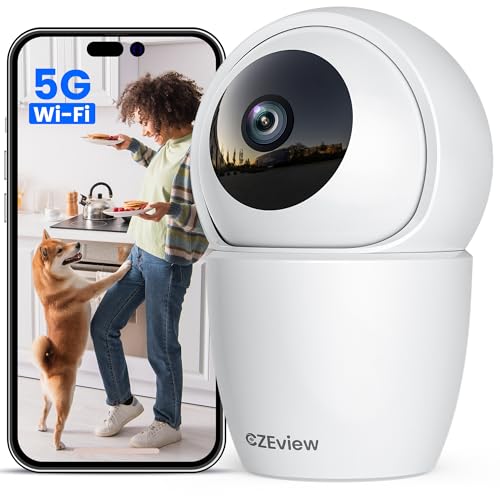 CZEview 3K 5MP Überwachungskamera Innen, 2,4/5Ghz Dual-Band WLAN Kamera Überwachung Innen, Hundekamera Haustierkamera mit APP, 360° Kamera Indoor, Zwei-Wege-Audio, Nachtsicht, AI Bewegungserkennung
