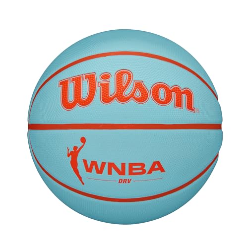 Wilson WNBA DRV Basketball, Mit Präzisionskanälen und Einer Performance-Außenhülle, Überragende Luftstabilität und klassisches WNBA-Design, Farbe: Aqua/Orange, Größe: 6