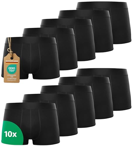 Kemes Boxershorts Herren 10 Pack Baumwolle schwarz Unterhosen atmungsaktiv Unterwäsche Herren | Größe XL