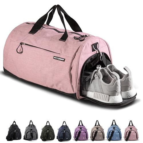 Fitgriff® Sporttasche & Reisetasche für Damen und Herren - mit Schuhfach & Nassfach - Tasche für Sport, Fitness & Reisen - Trainingstasche, Gym Bag (Pink, 48 x 26 x 25 cm (Small))