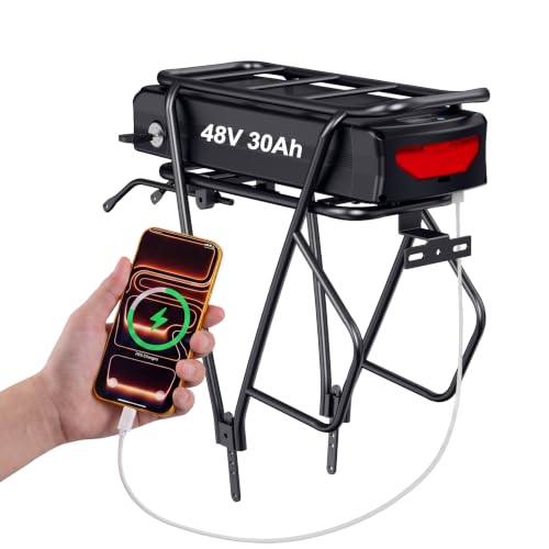 e bike Akku 48v 30Ah mit Gepäckträger for 750W 1000W 1500W Ebike Motor | LG cell Batterien für Bafang und andere E-Bike(mit EU-Ladegerät) 30Ah 0-1800w
