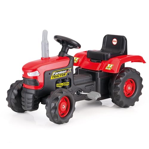 Dolu Traktor zum Reiten in Rot f?r Kinder ab 3 Jahren, Traktorspielzeug zum Fahren mit Pedalbetrieb und Lernfunktion - Ideales Spielzeug f?r drinnen und drau?en - Rot