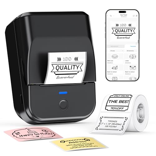 TYPONOS PM240 Bluetooth Etikettendrucker,Thermo Label Printer,1500mAh Akku