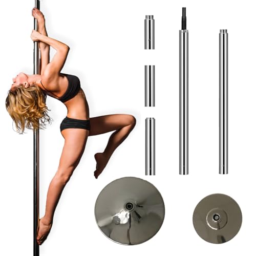 TRUTZHOLM Pole Dance Tanzstange höhenverstellbar ca. 223-274 cm Ø 45 mm, 2 Modi: Static & Spinning Drehend/Statisch, Montage ohne Bohren für Zuhause, Fitnessübungen, Party, verchromt