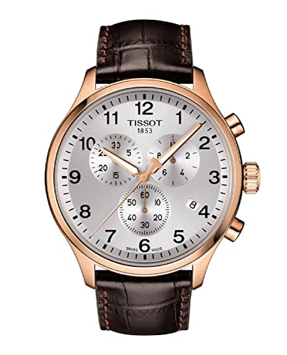 Tissot Herren-Armbanduhr T-Sport Chrono XL, klassisches braunes Lederband T116.617.36.037.00, braun, Gurt