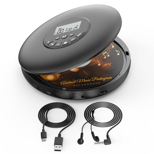 Arafuna Tragbarer Persönlicher CD Player | Anti-Skip & Programmierfunktion, Compact Discman unterstützt CD-R/CD-RW Wiedergabe für privates Musikhören