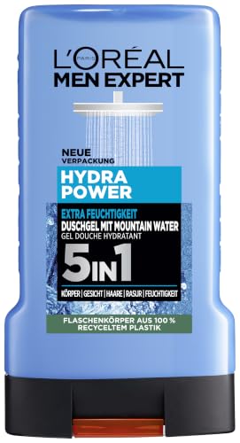L'Oréal Paris Men Expert Duschgel für Männer, Zur Reinigung von Körper, Haar und Gesicht, Hydra Power, 1 x 250 ml