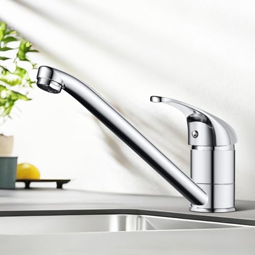 Rehomthy Wasserhahn Küche, Küchenarmatur 360° Schwenkbar, Einhebel Mischbatterie Küche, Spültischarmatur Küche mit Keramikkartusche, Edelstahl, Chrom