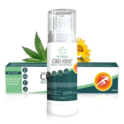 Vitadol CBD Gel mit 1.000 mg CBD HOCHDOSIERT - Cannabis Sport Creme für Muskel und Gelenke (Arnika, Schachtelhalm, Pfefferminze)