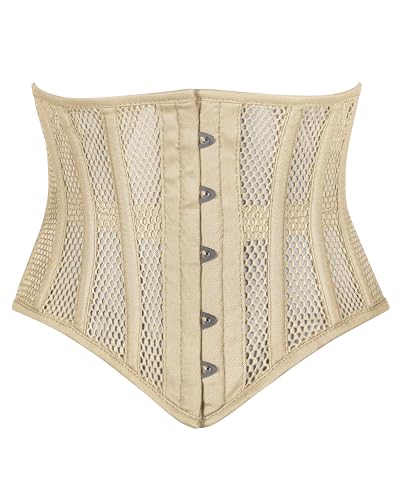 Corsets Island Waist Training Steel Boned Mesh Corset Taillentrainings-Korsett Stahlverstärkt, Hochwertiger Shaper (DE/NL/SE/PL, Alphanumerisch, L, Regular, Regular, Beige)