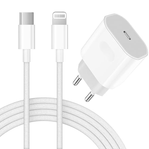 iPhone Schnellladegerät Schnellladekabel Apple MFi Zertifiziert 25W USB C Ladegerät mit 1m Lightning Ladekabel für iPhone 14 13 12 11 Pro Max Mini Plus SE X XR XS 8 6