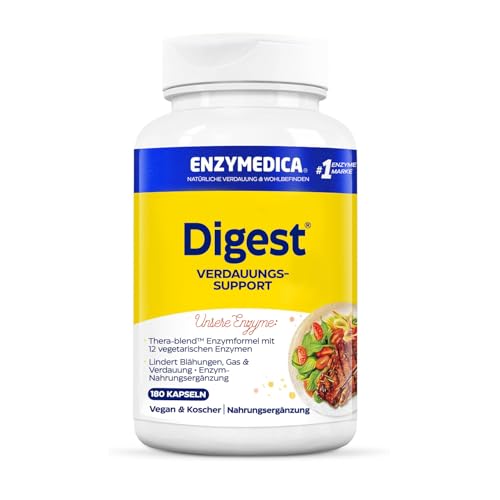 Enzymedica - Digest, schnell wirkende Enzym-Formel, reduziert Gase und Blähungen, verbessert die Nährstoffaufnahme und Energie, glutenfrei, milchfrei, vegetarisch, 180 Kapseln
