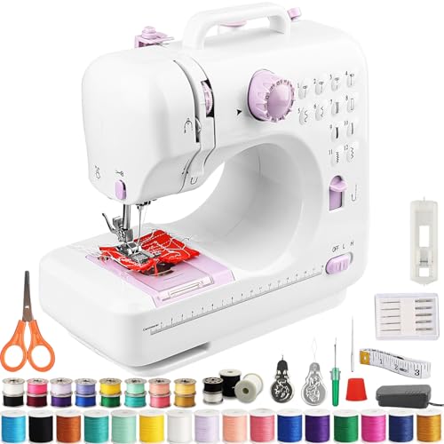 FONCOOD Tragbare Nähmaschine für Anfänger, 12 Stiche mit Zubehör-Set, Elektrische Nähmaschine für Kinder & Erwachsene,Einfache Nähmaschinen Ideal für DIY, Heimhandwerk & Reparatur, Lila