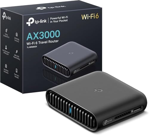TP-Link Dual-Band Wi-Fi 6 AX3000 Travel Router TL-WR3002X | Multi-Gig-tragbar | OpenVPN, WireGuard | einfache öffentliche WLAN-Sharing | Hotel/Kreuzfahrt/Reisen zugelassen | Telefon-WiFi-Haltegurt |