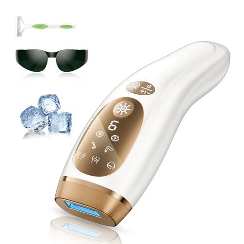 Haarlosy IPL Geräte Haarentfernung mit Kühlfunktion - 9 Energiestufen 999900 Lichtimpulse Laser Haarentfernung, Schmerzfreie Haarentfernungsgerät Zuhause für Gesicht Körper Achseln Beine