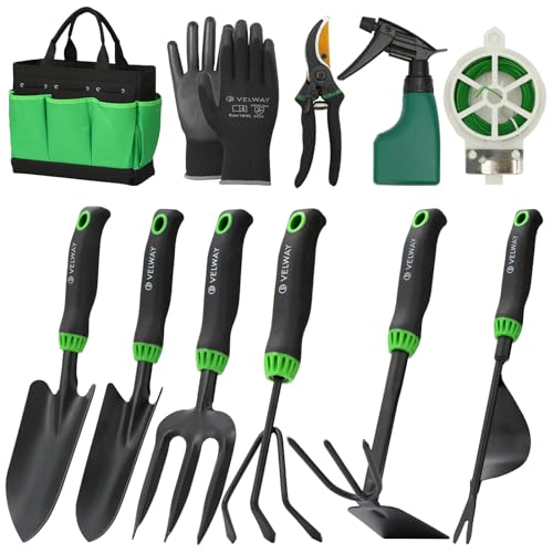 Velway 11-TLG. Gartenwerkzeug Set aus Edelstahl mit Tragetasche