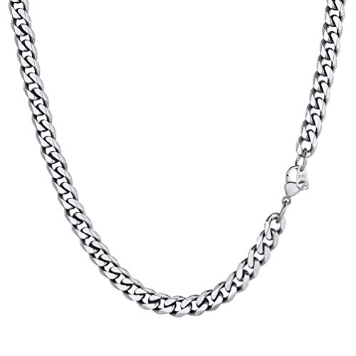 PROSTEEL Herren Collier 51cm Edelstahl Panzerkette Halskette Hip Hop Link Chain Necklace 6mm breit kubanische Gliederkette Männer Jungen Modeschmuck Accessoire für Geburtstag