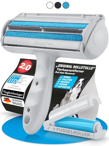 BluePet Original Tierhaarentferner inkl. Mini Fusselbürste für Kleidung I Wiederverwendbare Fusselrolle um Tierhaare, Katzenhaare, Hundehaare entfernen I Abwaschbar, Wiederverwendbar, Lint Remover