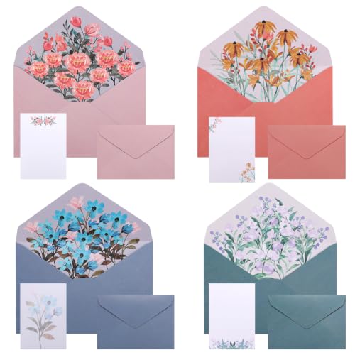 Briefpapier mit Umschlag Briefpapier Edel Briefpapier Set 24 Stück Liniert Briefpapier mit 8 Briefumschläge Briefpapier mit Linien für Liebesbrief Geburtstag Hochzeit