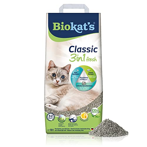 Biokat's Classic fresh 3in1 mit Frühlings-Duft - Klumpende Katzenstreu mit 3 unterschiedlichen Korngrößen - 1 Sack (1 x 10 L)