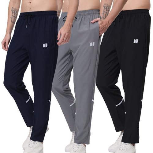 Hpbygstae 3-Pack Herren Athletic Sweatpants, Männer Laufen Jogging Hosen, mit elastischen Reißverschlusstaschen Black,Grey,Navy L