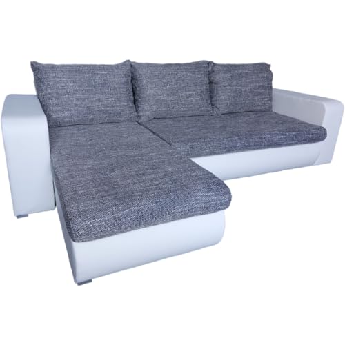 Ecksofa mit Schlaffunktion BOSTON in grau-weiß