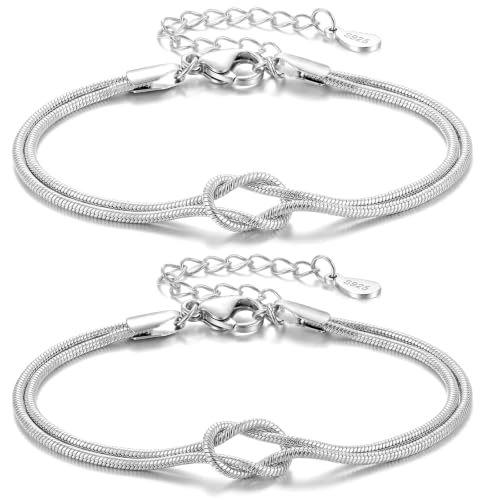 Freundschaftsarmbänder Knoten Armband Damen, Partner Armbänder Silber 925