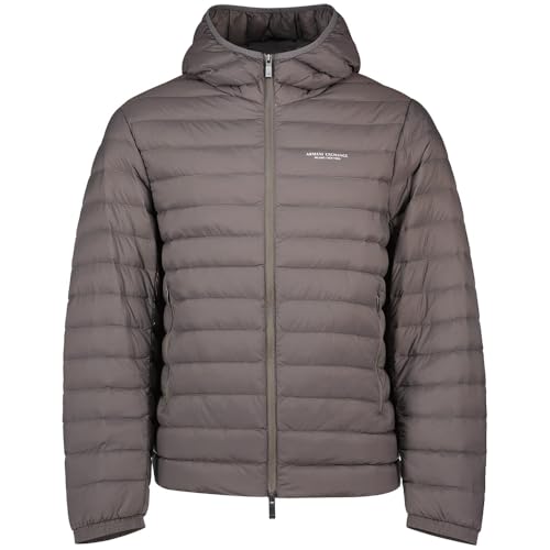 Armani Exchange Men's Essential, Long Sleeve Padded Side Lettering Logo Jacket, Grey, L