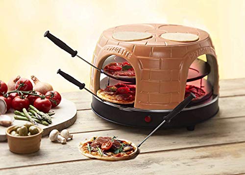 Emerio Pizzaofen, PIZZARETTE das Original, handgemachte Terracotta Tonhaube, patentiertes Design, für Mini-Pizza, echter Familien-Spaß für 8 Personen, PO-116124.1, Pink