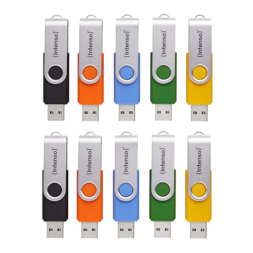 Intenso Basic Line USB-Sticks Multipack 10x 16GB, USB 2.0, inkl. Beschriftungsetiketten, bunt