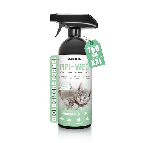 Enzymreiniger Katzenurin 750 ml – extrem stark gegen Katzenpipi, Uringeruch und Flecken – biologisch, tierfreundlich, geruchsneutralisierend – für Sofa, Teppich, Textilien, Auto, Katzenklo – Pipi-Weg