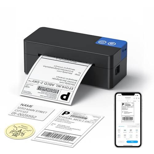 ETIKEZ Bluetooth Etikettendrucker DHL, Thermodrucker 4x6 Versandetiketten Drucker, Etikettiergerät Label Printer Kompatibel mit Amazon, Shopify, Etsy, UPS & iOS, Android, Windows und Mac, Schwarz