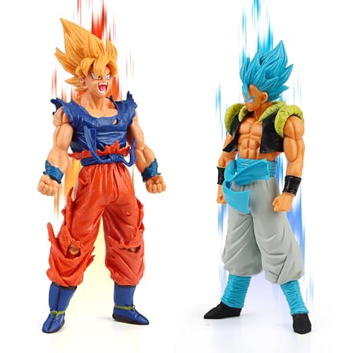 2 Stücke Go-ku Figuren 18cm Go-ku Anime Figur Statue, Super Saiyajin Actionfiguren, Super Blue Go-ku Anime-Spielzeugfigur Sammlerstück-Figur, Desktop Dekorationen für Kinder Geburtstag Geschenk