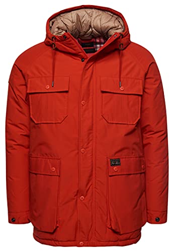 Superdry Mens Mountain Padded Parka, Deep Orange, XL