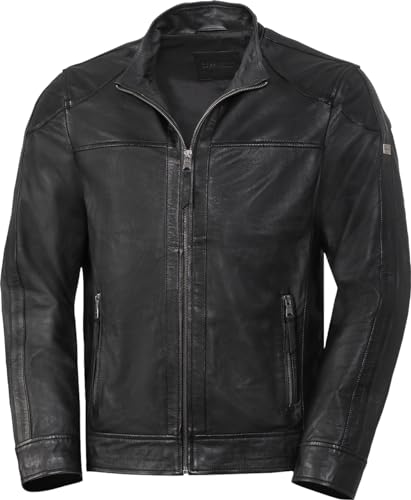 Ross & Cole Lederjacke Herren, 100% Echtleder, Übergangsjacke Herren aus butterweichem Nappaleder, hochwertige Biker Lederjacke für Männer, Schwarz, Gr. 52