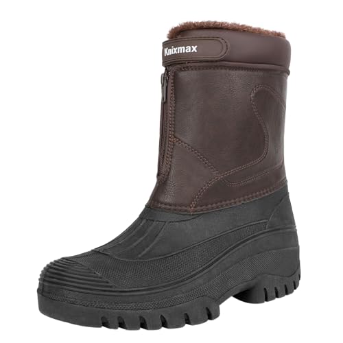 Knixmax Outdoor Winterstiefel Herren Warm Gefütterte Schneestiefel Winterschuhe mit wasserdichtem Obermaterial und rutschfesten Sohlen Geeignet für die Schneesaison im Winter Braun EU42