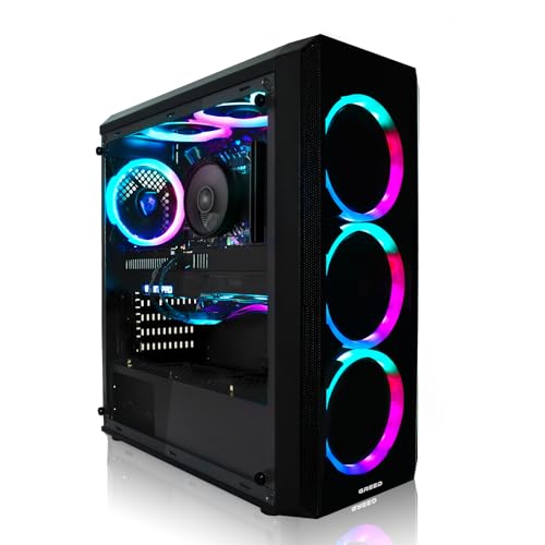 Greed® MK2 Plus - High End Gaming PC - AMD Ryzen 7 5700X + RX 9060XT 16GB - Schneller RGB Computer + 4K Raytracing Rechner mit 4,6 GHZ - 32GB DDR4 RAM - 1TB SSD + 750W Netzteil - WLAN + Windows 11 Pro