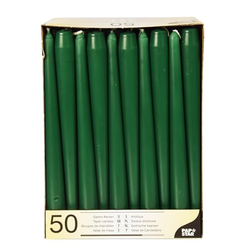 PAPSTAR 50 Leuchterkerzen Ø 2,2 cm 25 cm dunkelgrün