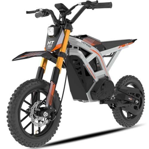 HITWAY Elektro Motorrad Kinder, Elektromotorrad mit 36V 10.4Ah Batterie, 10/15/25 KMH Geschwindigkeitsmodus, 30-45 km Reichweite, 14 Zoll Luftreifen, doppelte Stoßdämpfung, Motorrad für 8+Jährige