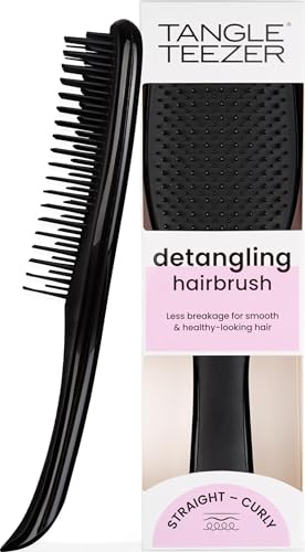 Tangle Teezer Ultimate Detangler Haarbürste – Für Nasses & Trockenes Haar – Entwirrungsbürste für Alle Haartypen – Zweistufige Borsten Reduzieren Haarbruch & Entfernen Knoten – Schwarz