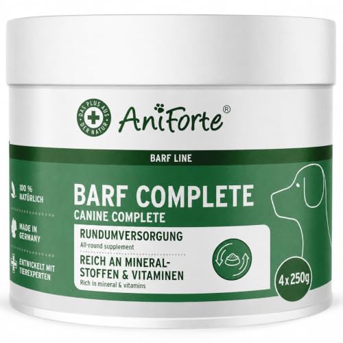 AniForte Barf Complete Pulver für Hunde 1KG (4 x 250g) - Zusatz zum Barfen, Multivitamin mit Mineralien & Spurenelementen, hochwertige Futterergänzung auch mit Vitaminen C & D