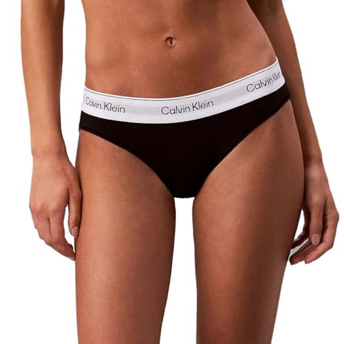 Calvin Klein Damen Slip Bikini Form mit Logobund, Schwarz (Black), M