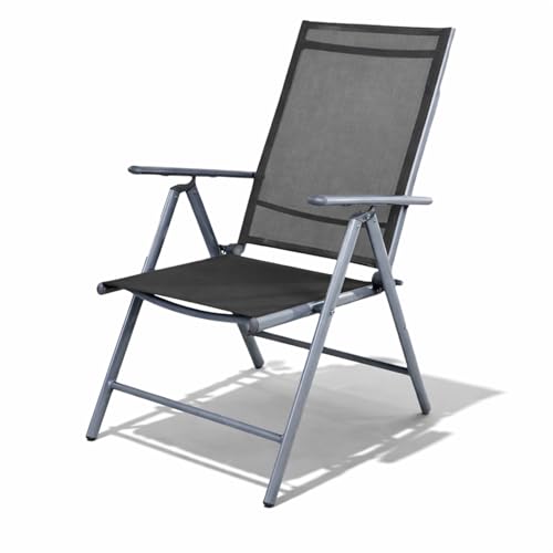 Mojawo Gartenstuhl Hochlehner 7-Fach verstellbar klappbar Silber/Anthrazit